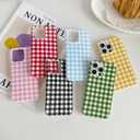 Skyseaco for iPhone 13 Pro Max Case Cute Aesthetic Gingham Phone Case Soft Slim TPU Shockproof Phone Cover for Women Girls - Blue