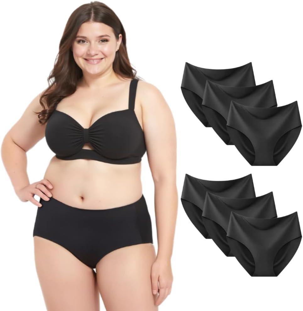 Women's Disposable Seamless Underwear Soft Stretch Briefs Invisible Panties for Travel Hospital Stays 6 Pack (XL)
