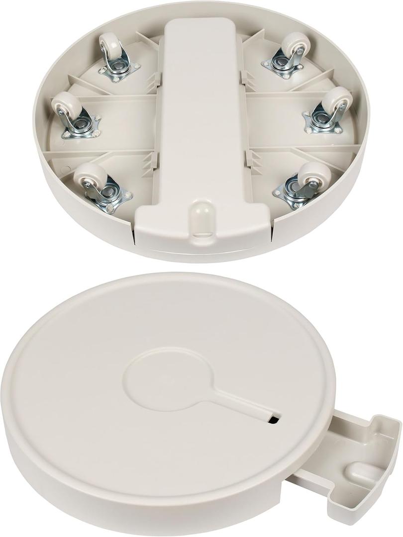 17.7 inch Plant Caddy with Wheels Heavy Duty, Movable Round Rolling Plant Stand Plant Dolly with Invisible Wheels and Water Drawer (17.7inch - 2pcs, Milky White)
