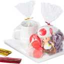 Aegero Cello Cellophane Treat Bags, 200 Pcs 6x10Inches Clear Cellophane Bags with 200 Twist Ties for Gift Wrapping,Packaging Candies,Dessert,Bakery,Party Favors