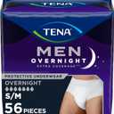 Tena Men Overnight Incontinence Underwear, Extra Coverage S/M 34-50in 56ct