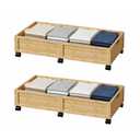 2 Pack Bamboo Under Bed Storage Containers with Wheels, Nature