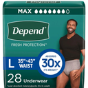Depend Fresh Protection Adult Diapers, Incontinence Underwear for Men, Disposable, Maximum, Large, Grey, 28 Count