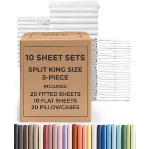 Bulk Case Pack of 16 Sheet Sets - (16) Complete Twin XL Size Sheet Sets with Deep Pockets - Wholesale Bulk Bedding for Hotels, Spas & Airbnbs - Breathable, Cooling & Wrinkle Free - (Twin XL, White)