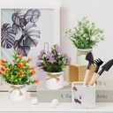 Yoratee 6pcs Artificial Pot Flowers Small Fake Plants Mini Potted Plants for Home Office Tabletop Decoration