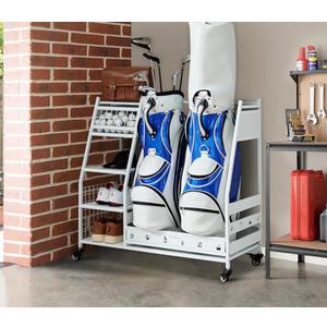 Lauren&Harold Golf Bag Organizer Garage Storage, Golf Storage Rack Stand Fits 2 Golf Bags, Golf Clubs and Other Golfing Equipment Accessories, Golf Organizer for Garage, Club, Shed, Basement Lauren&Harold Golf Bag Organizer Garage Storage, Golf Storage Rack Stand Fits 2 Golf Bags, Golf Clubs and Other Golfing Equipment Accessories, Golf Organizer for Garage, Club, Shed, Basement