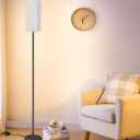 64.6" Floor Lamp, Pole with Foot Switch, Modern Standing Lamp Lampshade, Minimalist Freestanding Lamp (Bulb Not Included), for Living Room, Bedroom Office ETL Listed, Black and Beige E07LD05
