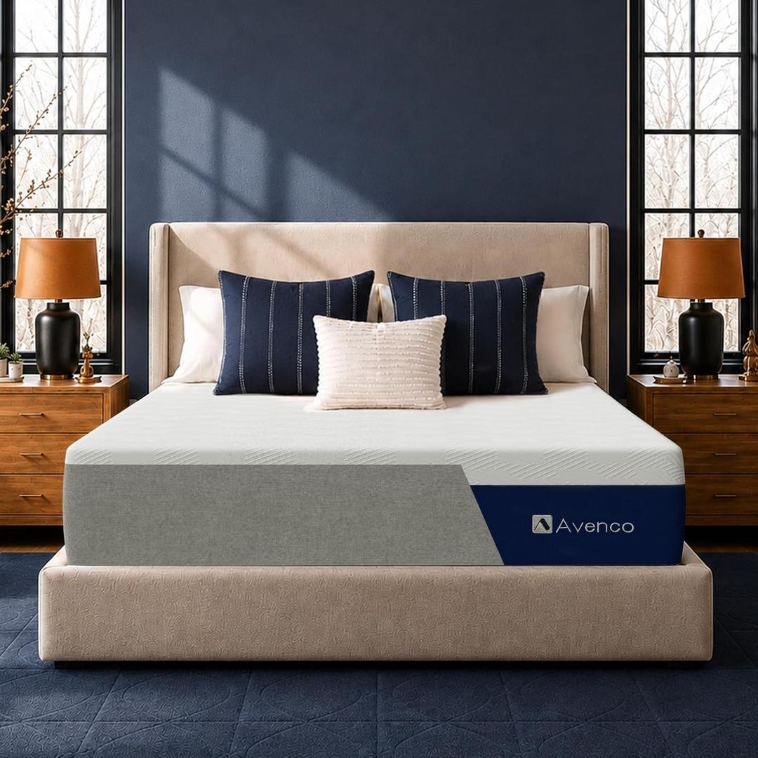 Avenco Full Size Mattress 10 Inch, Luxury Green Tea Memory Foam Mattress|Gel-Infused Cooling Mattresses with Medium Firm Tri-Layer Progressive Support, Fresh Cooling Comfort & Pressure Relief