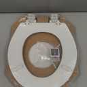 Mayfair Linden Slow Close Toilet Seat, Non Slip Heavy Duty Wood, Easy Install, Round, White