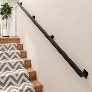 8FT Stair Railing Indoor Outdoor, 500LB Heavy-Duty Wall Mounted Handrail