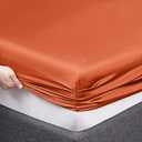 Vonty Satin Sheets Twin Silky Soft Satin Bed Sheets Rust Orange Sheet Set, 1 Deep Pocket Fitted Sheet + 1 Flat Sheet + 1 Pillowcases, Burnt Orange