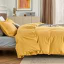 Bedsure Duvet Cover King Size - Soft Double Brushed Bedding Set for Kids & Adults, Zipper Closure, 3 Pieces, Includes 1 Duvet Cover (104"x90") & 2 Pillow Shams, NO Comforter, Golden Yellow