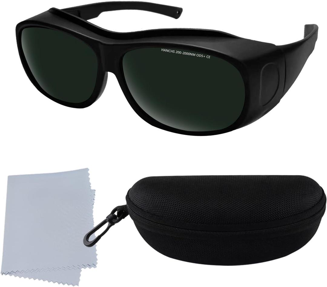 Laser Safety Glasses Red Light Therapy Goggles UV Blocking Laser Glasses for Laser Cosmetology Operator Eye Protection (Dark Green( Ipl200-2000nm))