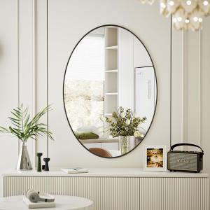 Koonmi Black Oval Bathroom Mirror, 24"x36" Bathroom Vanity Mirror, Oval Mirror for Bedroom Living Room Entryway, Hangs Horizontal or Vertical (36"L x 24"W)