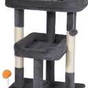 FourFurPets 27.6-Inch Cat Tree, Cat Tower for Indoor Cats, Cat Condo for Large Cats, Small Cat Tree with Scratching Post, Toy Balls, for Kittens, 2 Soft Platform, Dark Gray
