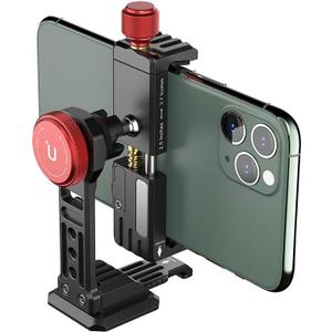 Cell Phone Tripod Mount, ULANZI ST-14 Smartphone Tripod Mount Adapter Aluminum with Cold Shoe, 360 Cell Phone Stand Holder Clamp for iPhone17 16 15 14 13 12 11 Max Pro iPhone X XR Xs 6 7 Plus