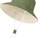 Baby Boy Sun Hat Toddler Summer Bucket Beach Hats for Girls Sun Protection UPF 50+ Cotton Linen (0-3 Months, Army Green)