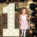 4FT Light Up Numbers Pre-Cut Frame Giant Marquee Numbers 1, Mosaic Numbers for Balloons, First 1st 21st Birthday Anniversary Decorations Party Decor
