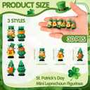 30Pcs St.Patrick's Day Mini Leprechaun Figurines Mini Resin Gnomes 3 Styles Tiny Leprechaun Figures Miniature Shamrock Dwarf Irish Gnomes for Party Favor Gifts Home Garden Table Decor