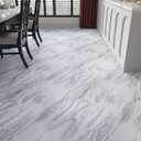 VaryStyle 18-Pack Grey/White Marble Peel and Stick Vinyl Flooring Self Adhesive Vinyl Floor Tiles Peel and Stick Waterproof Basement Flooring Tile Removable Stick on Floor Tile for Kitchen Living Room