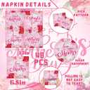 2 x Happy Mother's Day Party Napkins 48Pcs,Roses and Green Leaves Paper Napkins,Mothers Day Supplies