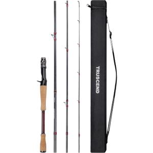 TRUSCEND CrazBass Travel Fishing Rod, FUJI K Guide and Reel Seat, TORAY 30/40T Carbon Fiber, Innovative Put-in Connection Technique, Casting/Spinning HP Fishing Pole with Premium Case, AAA Cork Handle (Cast-7'2"MH-Fast)