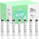 JOLLY PARTY 50 Pack 3ml Syringes with Caps, 3cc Syringe Needleless, Small Oral Syringe with Tip Cap Individually Wrapped for Scientific Labs, Liquid Measuring, Pet Feeding, Oil & Glue Dispenser