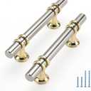 Rergy 10 Pack Brushed Nickel Cabinet Pulls Kitchen Cabinet Handles, 3inch Cabinet Pullls Brushed Nickel&Gold Kitchen Pulls Cabinet Handles Zinc Alloy Hardware for Cupboard,Closet,Cabinets (Hole Center: 3in(76mm))
