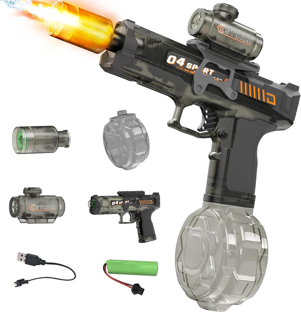 Electric Water Gun for Kids & Adults - Automatic Squirt Gun with Nozzle Flash & Water Spray, Summer Outdoor Water Blaster Pistol Pool Beach Party Toys for Boys Girls(Grey)