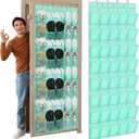 Windyun 40 over the Door Shoe Organizer Large Mesh Pocket Hanging Shoe Rack for Closet Turquoise Nonslip Behind Door Storage Holder Back to School Organizer for Dorm Room College Classroom Storage