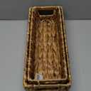 Moosky Wicker Storage Baskets with Handle Water Hyacinth Basket for Organizing Decorative Storage Bins for Countertop Toilet Tank Boho Rectangular Home Organizer (Natural, Set of 2)