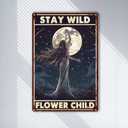 LIUAXICIA Tin Sign Bar Hippie Stay Wild Flower Child for Living Room Bedroom and Office Home Kitchen 8x12inch