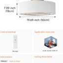 Low Profile Ceiling Fans with Lights, 20" Flush Mount Ceiling Fan with Light, Boho Bladeless with 6 Speeds, Rattan Remote Control for Bedroom, Nursery, Living Room