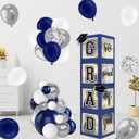 DAZONGE Navy Blue Graduation Decorations 2026 - Set of 4 Grad Balloon Boxes with 139pcs Balloon Arch Garland Kit & 4 Lighted Strings - So Proud of You 2026 Graduation Decorations