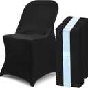 Fixwal 100 Pcs Black Folding Chair Cover, Spandex Stretch Covers Ideal for Wedding, Party, Dining, Business Meeting, Banquet, Universal Fitted Washable Slipcover