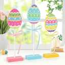 3 Pieces Easter Tiered Tray Decor,Wooden Eggs Decor,Colorful Easter Table Decorations for Home Farmhouse Kitchen Decorations (Colorful)