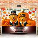 Thanksgiving Garage Door Banner 13x6ft Golden Retrievers Pumpkins Theme Backdrop SeasonalDecor Fall Door Cover Banners for Outside Garage Wall Covering for Party Garage Decorations