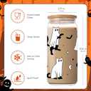 Halloween Ghost Glass Cups,18oz Glass Cup with Lid & Straw, Spooky Gifts for Halloween Lovers