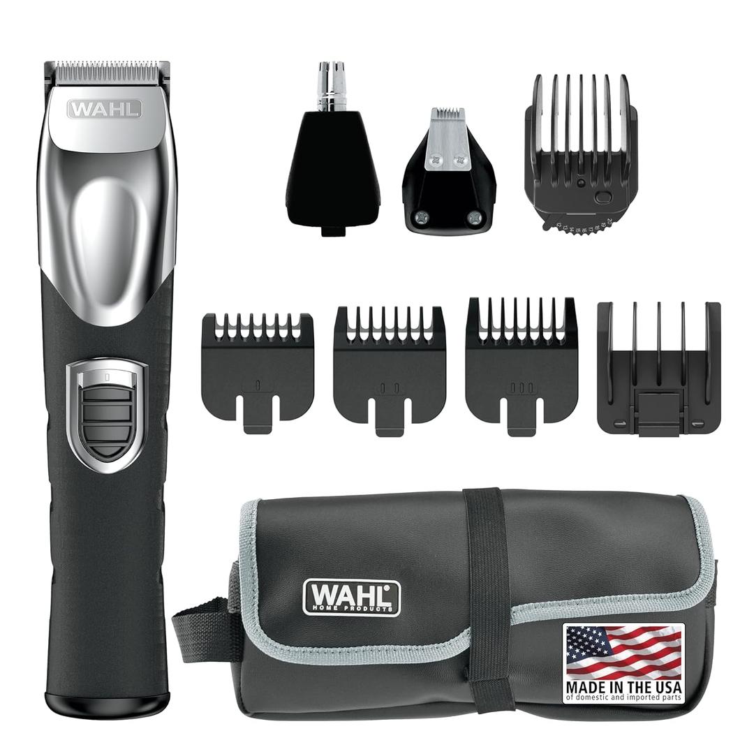 Wahl USA Rechargeable Lithium Ion All in One Beard Trimmer for Men with Detail and Ear & Nose Hair Trimmer Attachment  Model 9854-600B