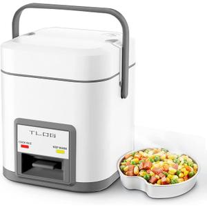 TLOG Mini Rice Cooker 2.5-Cup Uncooked(5-Cup cooked), Healthy Ceramic Coating 1.2L Small Rice Cooker for 1-3 People, Portable Travel Rice Cooker with Steam Tray, Oatmeal, Veggies