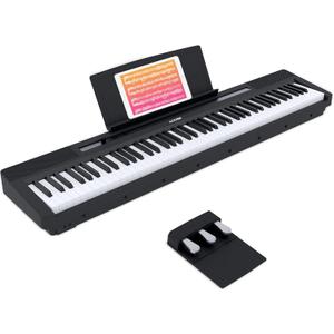 AODSK 88 Key Weighted Keyboard Digital Piano,Grade Hammer Action Keyboard for Beginner Portable Electric Piano, Black (Three-pedal)