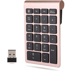 Yoidesu 22 Keys Number Pads, Numeric Keypad Portable 2.4 GHz Number Keyboard Financial Accounting Number Keyboard for Laptop, PC, Desktop, pro, Notebook, etc.(Rose Gold)