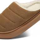 SHIBEVER Fuzzy Slippers Women Indoor: Memory Foam Warm House Shoes - Slip On Closed Toe Comfy Bedroom Slippers Women (7.5-8, 74-chestnut)