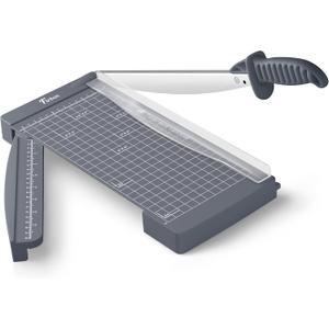 Firbon 12" Guillotine Paper Cutter with Hidden Ruler, Compact Heavy Duty 12-Sheet Capacity Trimmer for Cardstock, Photos, Scrapbooking, Office, Classroom, Studio (Gray)