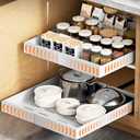 2 Pack Pull out Cabinet Organizer Expandable Width(12"-20") and 21"Depth, No Drill Adjustable Slide Out Drawers for Kitchen, Cabinets With 3 Slide Rails,Magnetic Panel, Adhesive Roll out Shelves