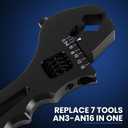Adjustable AN Wrench 3AN-16AN - Lightweight Aerospace Aluminum, Black Anodized Finish for AN Hose & Fuel Line Fittings (Non-Scratch Jaw)