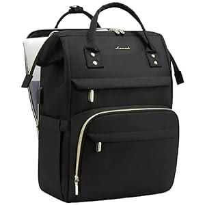 LOVEVOOK 17.3 Inch Laptop Backpack, Large Travel Backpack for Women, Water Resistant Teacher Backpack with Laptop Compartment, Professional Business Work bags with Charger, Black