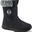 Almusen Snow Boots for Womens Winter Shoes: Warm Fur Lining Mid Calf Boots Women Anti Slip Waterproof Hook Loop Comfortable Outdoor Boot (8, Black)