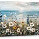 SERIMINO Coastal Landscape Wall Art Prints, Beach Daisy Large Canvas Prints, Wildflowers Paintings Modern Farmhouse Decor, Floral Pictures Wall Decor Living Room Dining Room Kitchen 20"X40"