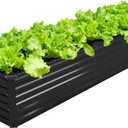 DIIYIV 12x2x1.5FT Galvanized Raised Garden Bed,Vegetable Boxes-Rectangle Metal Flower Box,Large Planter Raised Beds Outdoor Garden for Planting,Fruit,Herb-Black
